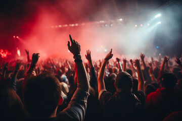 Fototapeta na wymiar Energetic Crowd Cheers at Rock Concert