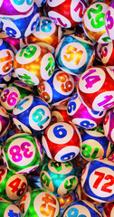 Fototapeta na wymiar Multi-colored lottery balls with numbers.Close-up 3D rendering