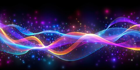 Fototapeta premium Futuristic flow. Abstract digital light waves background. Energetic illumination. Dynamic and line design. Neon soundscapes. Wave wallpaper. Techno dreams. Glowing wave