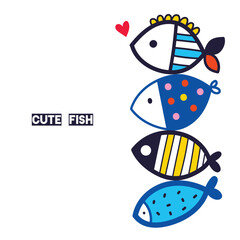 Cute fish. Sea illustration.