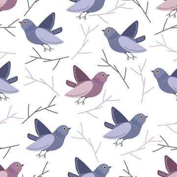 pattern Cartoon Funny Pigeon bird. Flat character design 