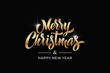 Fototapeta na wymiar Merry Christmas and Happy New Year hand lettering calligraphy. Vector holiday illustration element.