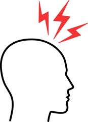 Headache icon in linear style. Pain in the head.