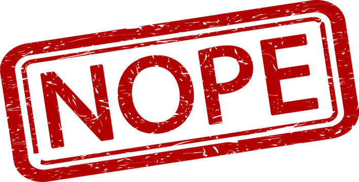Nope rubber stamp. Red stamp with grunge texture.