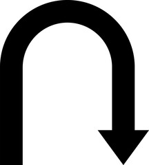 U-turn arrow icon design in flat style. - obrazy, fototapety, plakaty