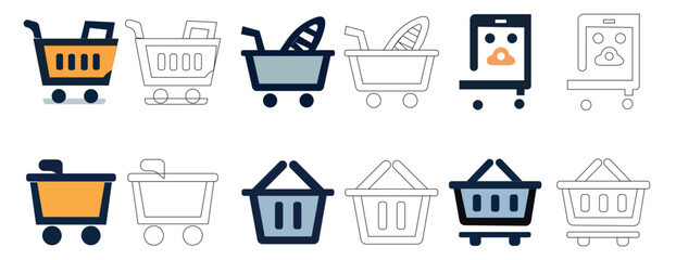 Icon set for the shopping basket. The shopping basket icon Get a set of buttons. Vector-