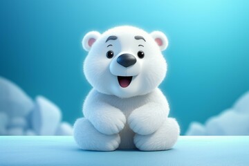 Adorable 3D cartoon polar bear. Generative AI