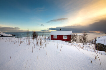 a typical norwegian hut somewhere in the middle of nowhere