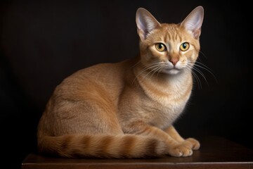 Portrait of a cute cat looking away. Canaani cat breed.
