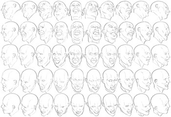 50 Face Expressions - Digital Art (3D to 2D)