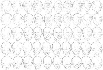 50 Face Expressions - Digital Art (3D to 2D)