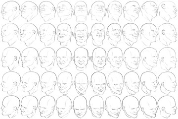50 Face Expressions - Digital Art (3D to 2D)