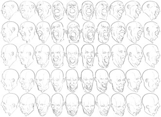50 Face Expressions - Digital Art (3D to 2D)