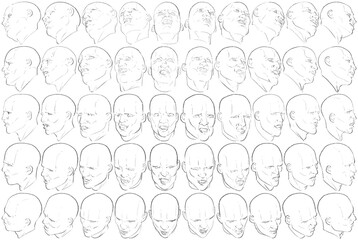 50 Face Expressions - Digital Art (3D to 2D)