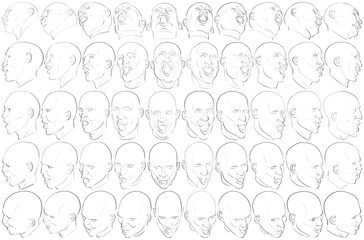 50 Face Expressions - Digital Art (3D to 2D)