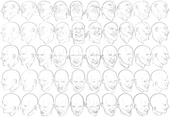 50 Face Expressions - Digital Art (3D to 2D)
