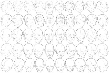 50 Face Expressions - Digital Art (3D to 2D)