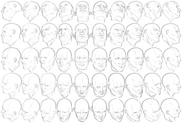 50 Face Expressions - Digital Art (3D to 2D)