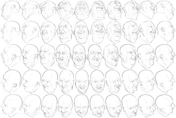 50 Face Expressions - Digital Art (3D to 2D)