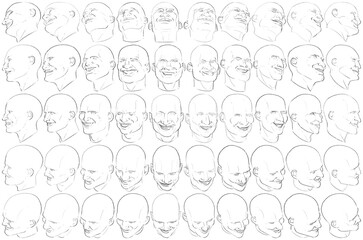 50 Face Expressions - Digital Art (3D to 2D)