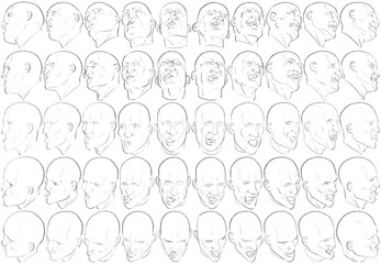 50 Face Expressions - Digital Art (3D to 2D)