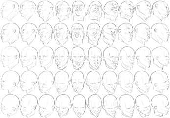 50 Face Expressions - Digital Art (3D to 2D)