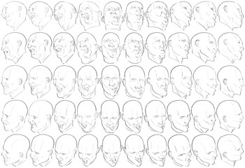 50 Face Expressions - Digital Art (3D to 2D)