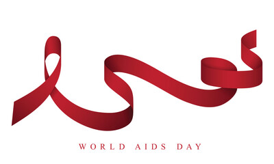 Flying long ribbon coiled at the end as a form of awareness for world aids day campaign design
