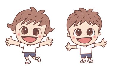 体操服の元気な男女