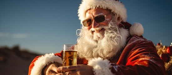 Australian summer Santa Claus with beer at Christmas