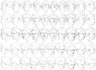 50 Heads - Digital Art (3D to 2D)