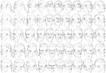 50 Heads - Digital Art (3D to 2D)