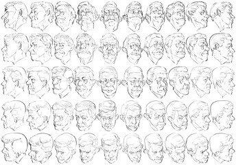 50 Heads - Digital Art (3D to 2D)