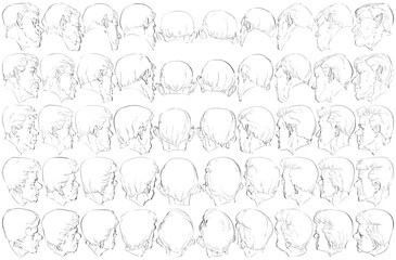 50 Heads - Digital Art (3D to 2D)