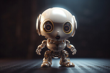 3d rendering of a little alien in a dark room at night