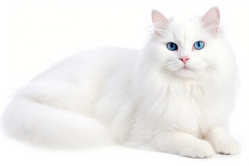 An adorable high-key portrait of a fluffy kitten against a soft white backdrop. The kitten's innocent expression and soft fur make it an irresistible subject for cat lover