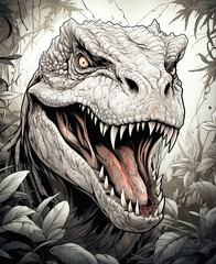 Naklejka premium Close-up illustration of a large dinosaur.