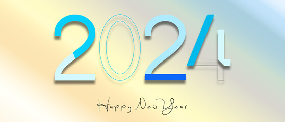 2024 Happy New Year greeting cards set