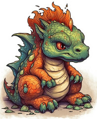 Obraz premium Illustration of a baby dragon on a white background.