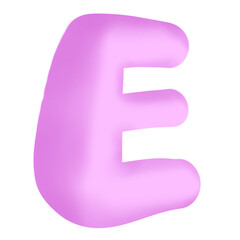 Alphabet capital letter E colored 3D handwriting font style graphic design icon clipart cartoon