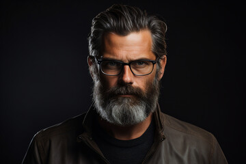 Fototapeta premium Picture of a handsome groomed man created with generative ai technology isolated on dark grey background