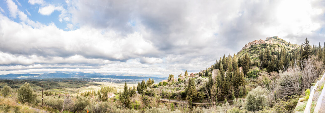 Mistras Castle a place with great history in Laconia on a beautiful day, Greece