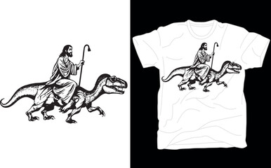 Jesus Riding Dinosaur T Shirt, xmas,Funny Offensive T Shirt