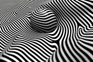 Monochrome lines - distorted texture in 3D. Generative AI