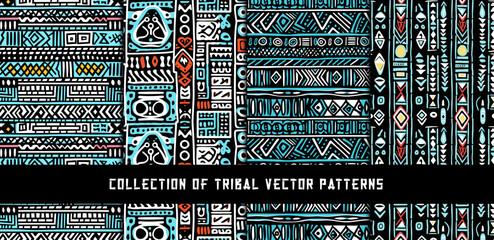 Ethnic seamless pattern. Tribal vector ornament. Aztec style. Geometric mosaic on the tile, majolica. Ancient interior. Modern rug. Geo print on textile. Kente Cloth.