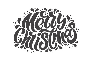 Merry Christmas and Happy New Year hand lettering calligraphy. Vector holiday illustration element.