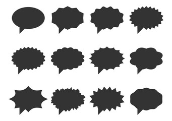 Set talk bubbles speech vector. Blank empty bubble icon design elements. Chat on line symbol template. Collection dialogue balloon stickers silhouette. 