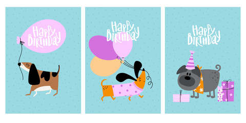 Birthday greeting cards with dog - 667185328