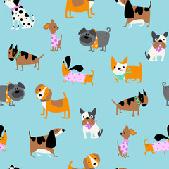 Cute dogs vector seamless pattern - 667185372