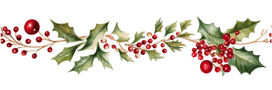 Christmas garland with berries vector